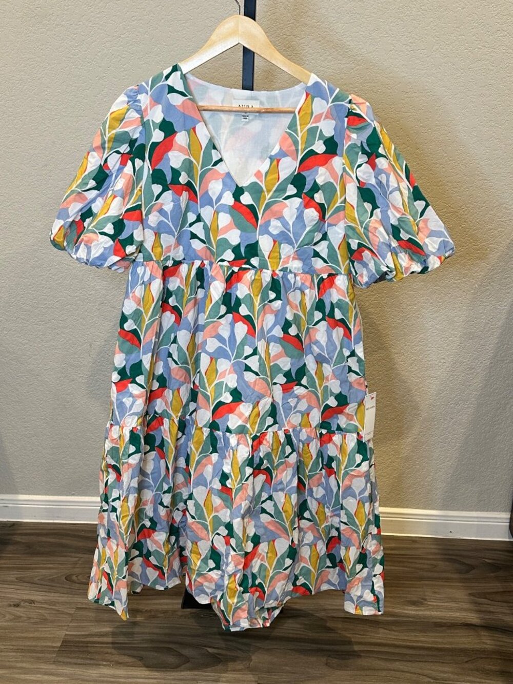 Aura - Red Dress Boutique Floral Side Zip Size M 100% Cotton Lined Boho Mumu - Picture 2 of 9